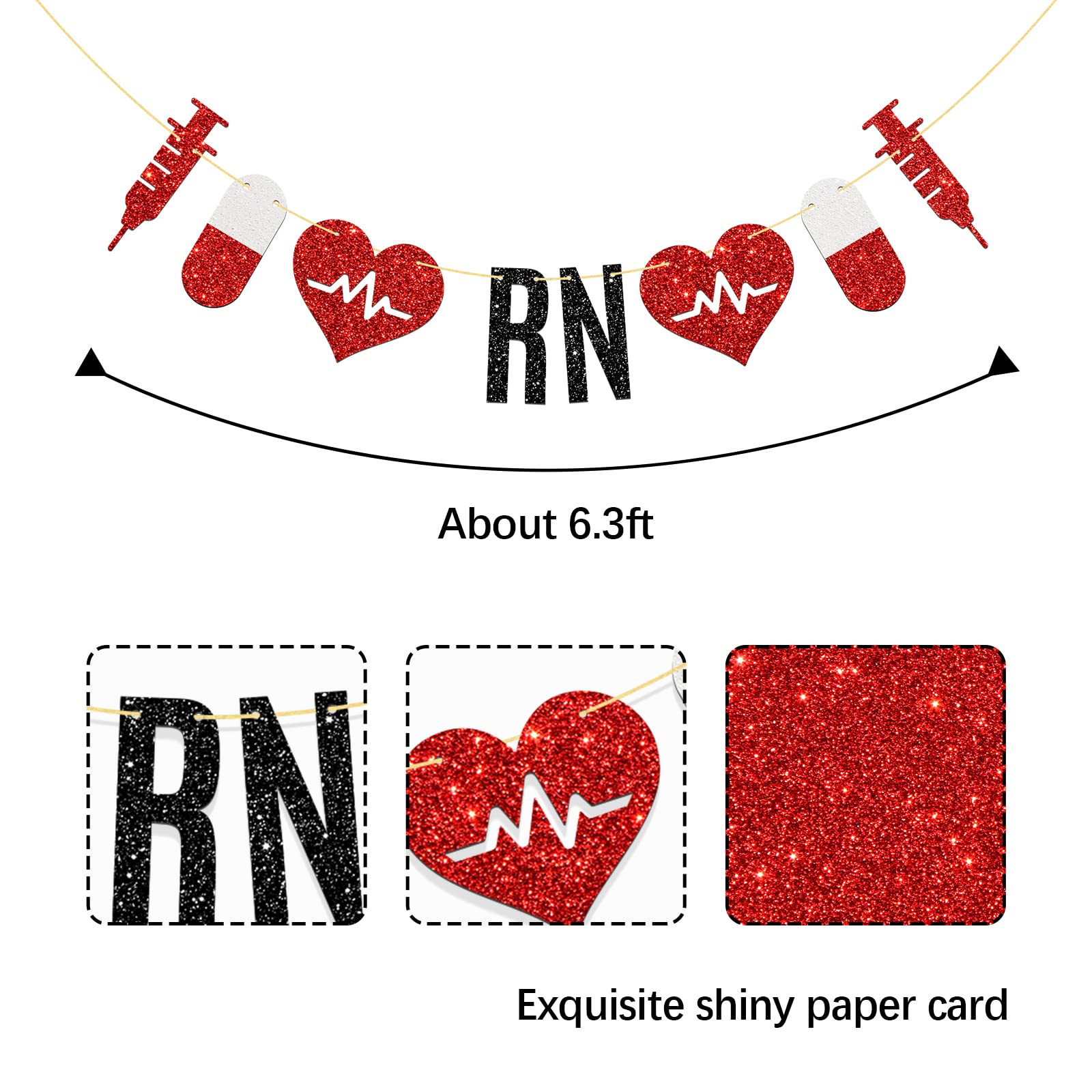 MonMon „Future Nurse“ Banner – Rot Glitter, Für Nursing Graduation Party, Medizin-Abschluss Dekoration