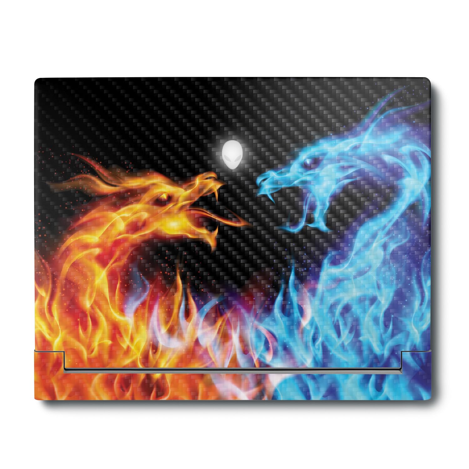 MightySkins Carbon Fiber Skin Compatible with Alienware X16 R1 (2023) Full Wrap Kit - Dueling Dragons | Protective, Durable Textured Carbon Fiber Finish | Easy to Apply | Made in The USA