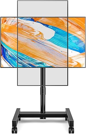 TVON Porta TV con Ruote Per Schermi Plasma/LCD/LED 13-50 Pollici, Girevole Supporto TV da Pavimento Regolabile in Altezza Carrello con Ruote Fino a 20 kg, Max. VESA 200 x200 mm, Nero
