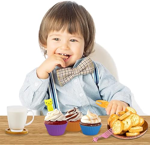 Miniatura 6 de WSmelon Divisores de silicona para niños 24 divisores Bento Box con 10 púas de alimentos para animales rellenos de caja Bento de silicona tazas de