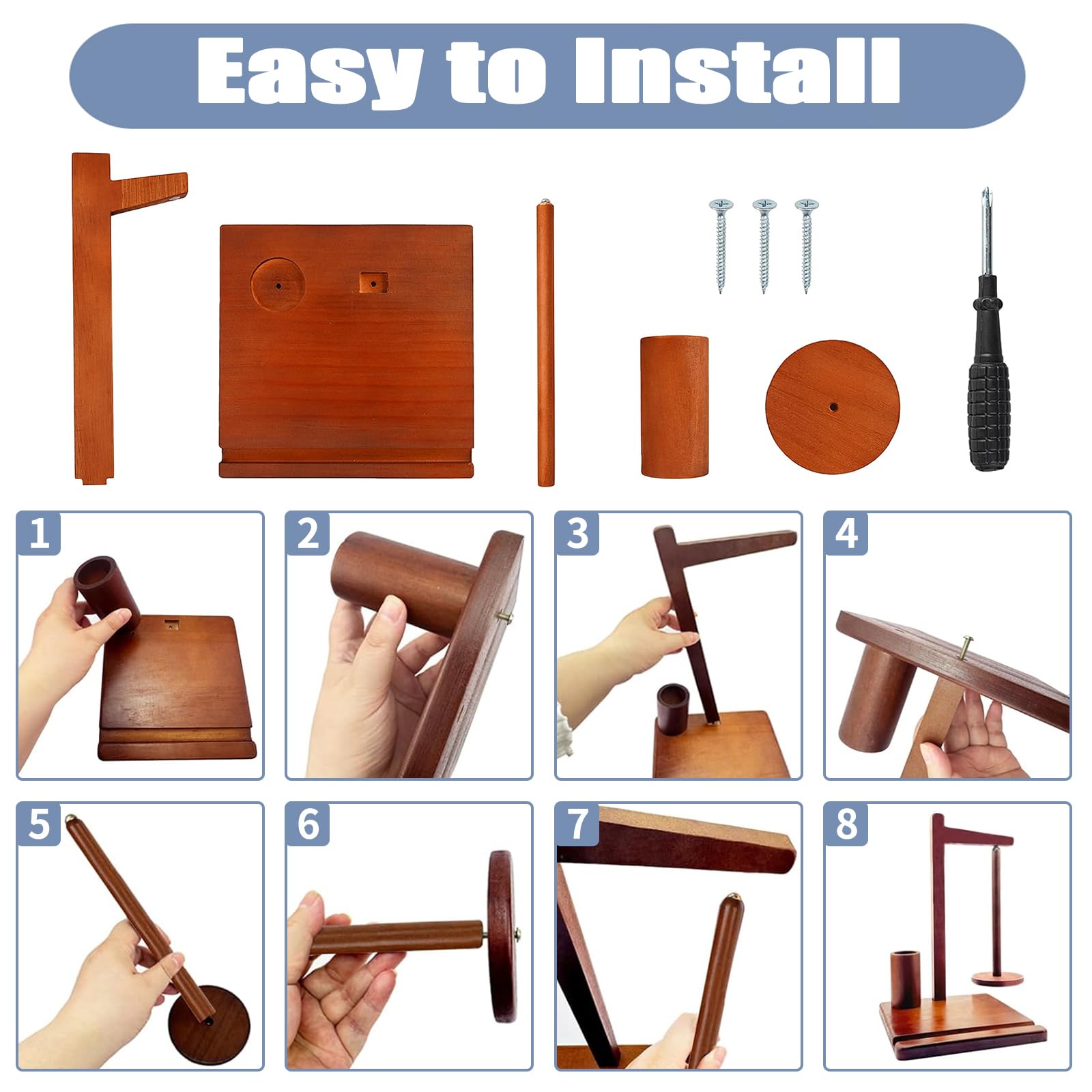 Wbgraceful Wooden Yarn Holder with Phone Stand, Hook Storage & Magnetic Spinner, Gift for Crochet Lovers Knitters - Image 3