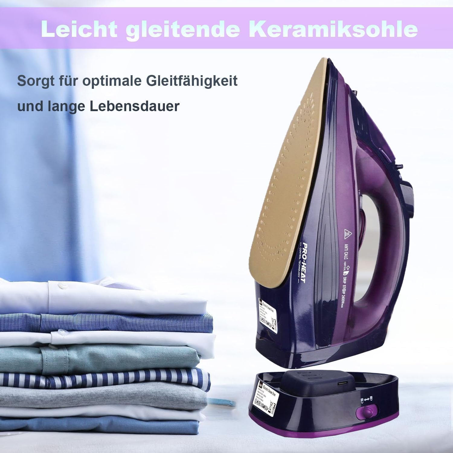 2400W kabelloses Bügeleisen, Dampfbügeleisen, Keramiksohle, abschaltautomatisch & temperaturverstellbar