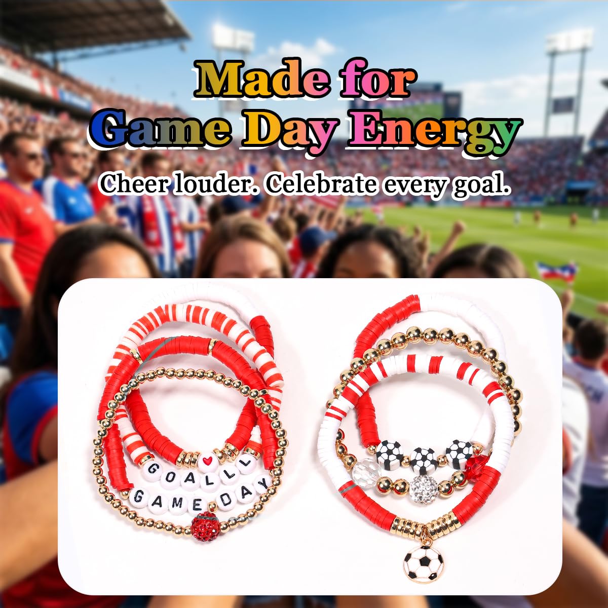 AICase Soccer Bracelets for FIFA World Cup 2026 Gifts, Game Day Canada Soccer Fan Merch Bracelet Gear Merchandise Jersey Outfits Jewelry Accessories for Women Men Soccer Moms Party Favors Birthday - 4