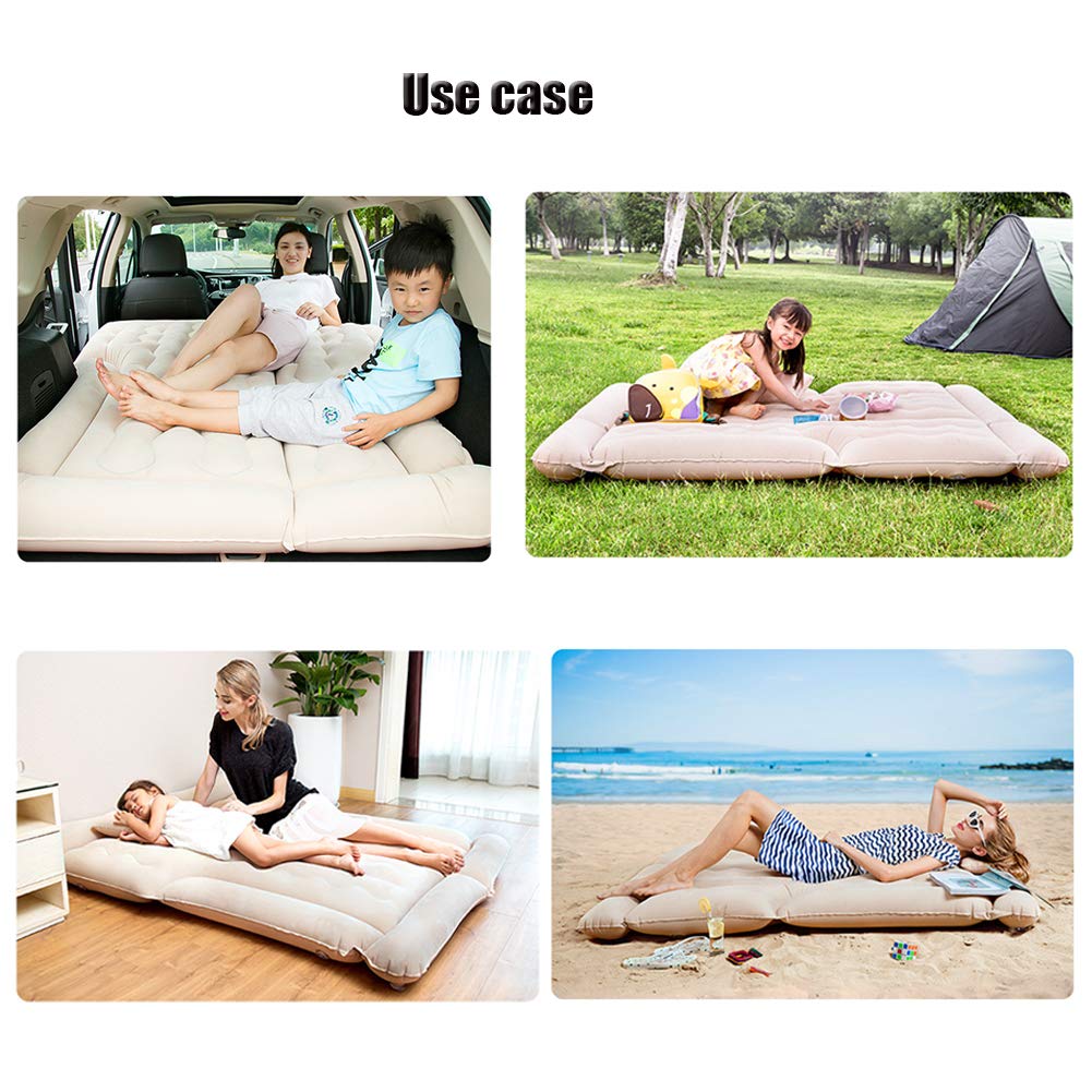 Materasso Gonfiabile Per Auto Con Pompa Integrata, Letto Portatile 2 Persone, Gonfiaggio Rapido 2-3 Min, Supporta 200 Kg, Con Cuscini E Kit Riparazione, Grigio - 3