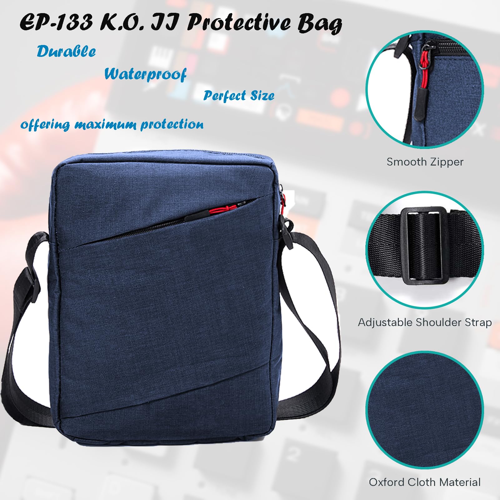 Pocket Operator Bag – Étui à bandoulière résistant aux éclaboussures pour Teenage Engineering K.O. II Sampler EP-133 K.O II, échantillonneur, synthétiseur et machine à tambour avec sangle réglable