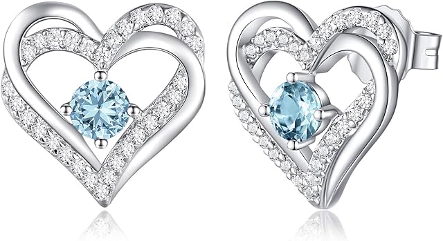 CDE Women Earrings 925 Sterling Silver Heart Stud Jewellery for Women Christmas Anniversary Birthday Jewelry Gifts for Her Women
