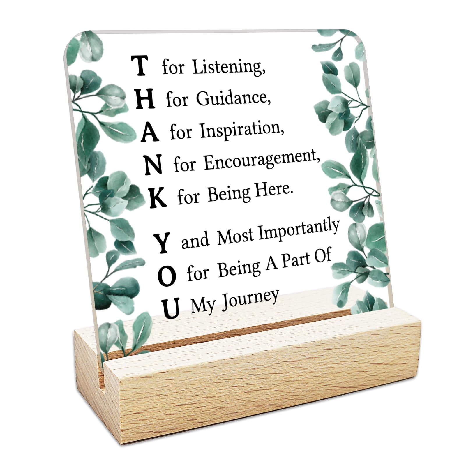 REWIDPARTY Thank You Gifts for Women Men Thank You for Being A Part of My Journey Acrylic Sign Gifts for Teacher Family Clear Desk Sign Keepsake