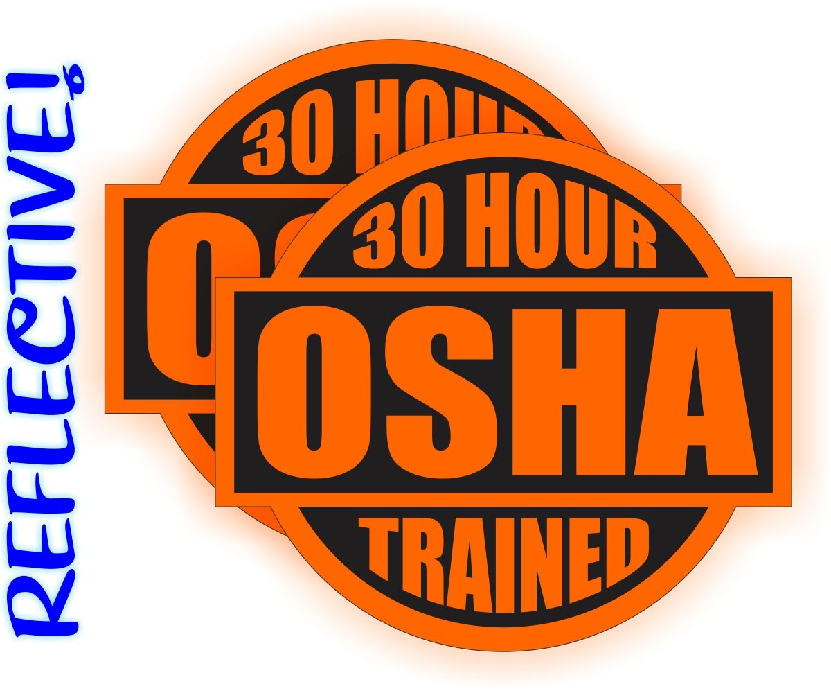Buy (2) REFLECTIVE Orange 30 Hour OSHA Trained Hard Hat Stickers