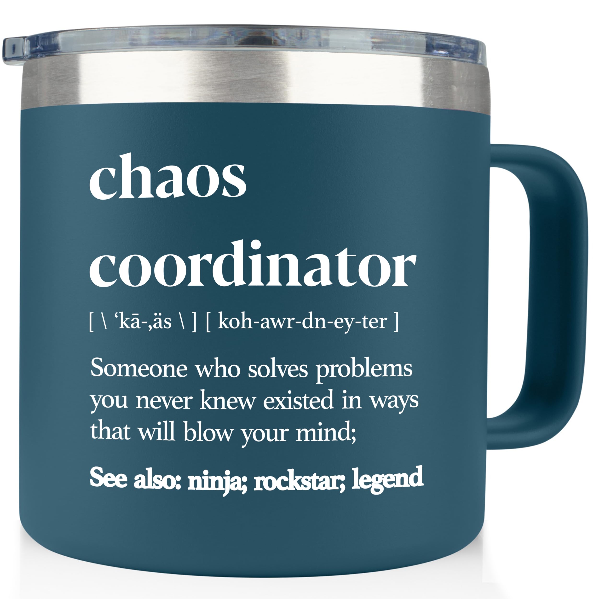 Chaos Coordinator Tumbler Administrative Professional Day Gifts 14 Ounce Chaos Coordinator Cup Navy Bosses Day Gifts Promotion Gifts for Women Coworker Leaving Gifts for Women Job Promotion Gifts