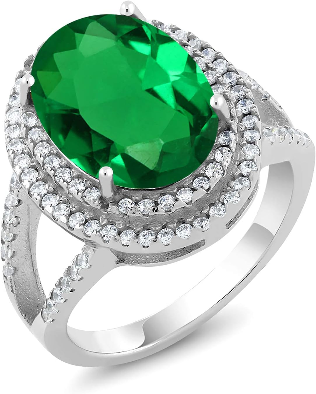 Gem Stone King 5-10 Cttw Gemstone Birthstone Ring For Women | 925 Sterling Silver | Oval 14X10MM | Wedding Engagement Anniversary Promise Ring For Women | Available In Size 5, 6, 7, 8, 9