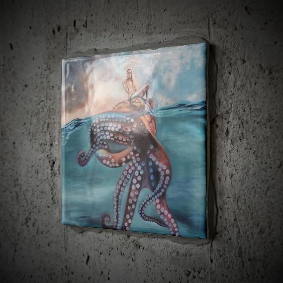 3dRose Erica Wexler - Ocean - Mermaid Sitting 4 Inch Ceramic Tile
