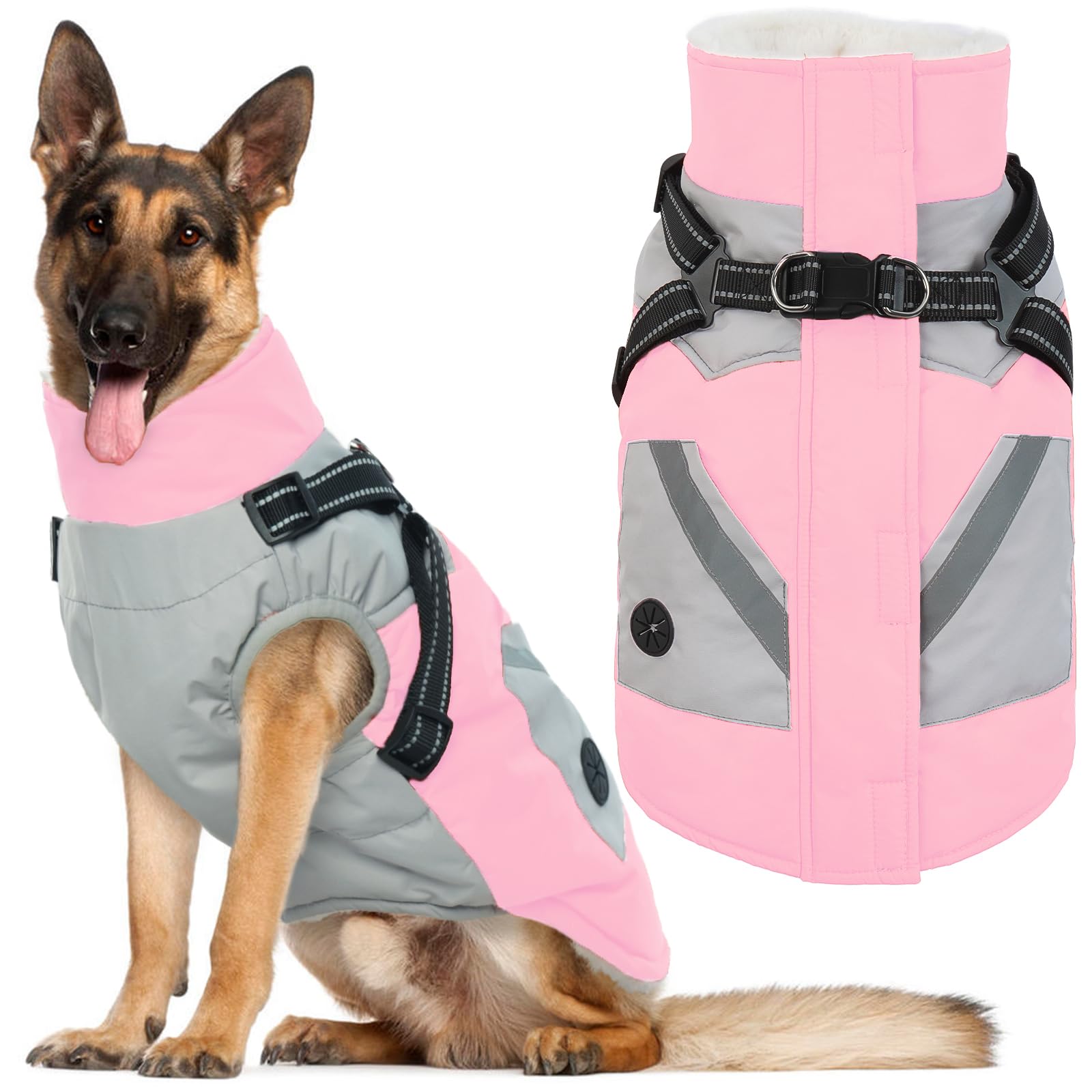 Manteau d'hiver pour chien avec harnais IECOii veste polaire imperméable