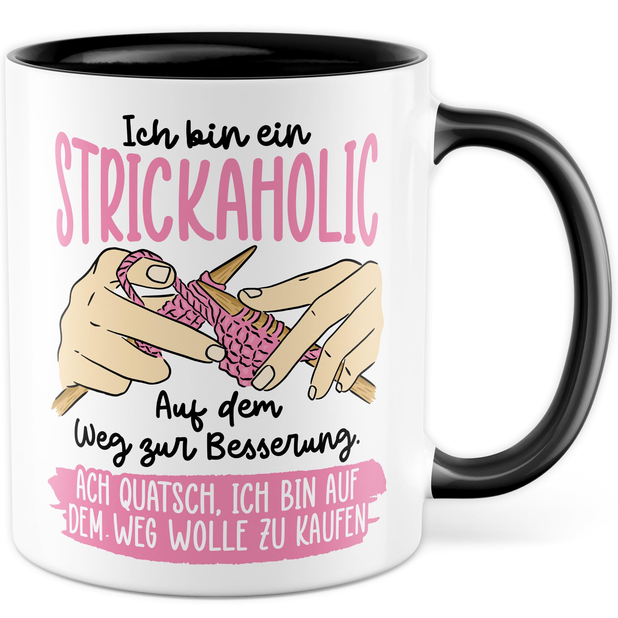 Tasse à Crochet Avec Inscription En Allemand « Geschenk Meine Therapeuten Sind Kaffee, Garn Und Nadeln Kaffeetasse 330ml Aus Keramik - Tricken Strickzubehör Kollegin Freundin Geschenkidee
