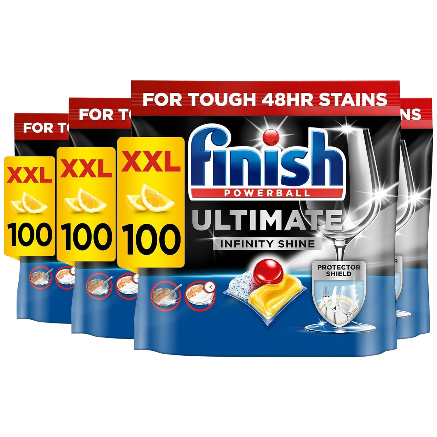 Finish Ultimate Infinity Shine Dishwasher Tablets bulk | Scent : Lemon | Size: 400 Dishwasher Tabs (100 tabs x 4) |Ultimate Clean and Shine