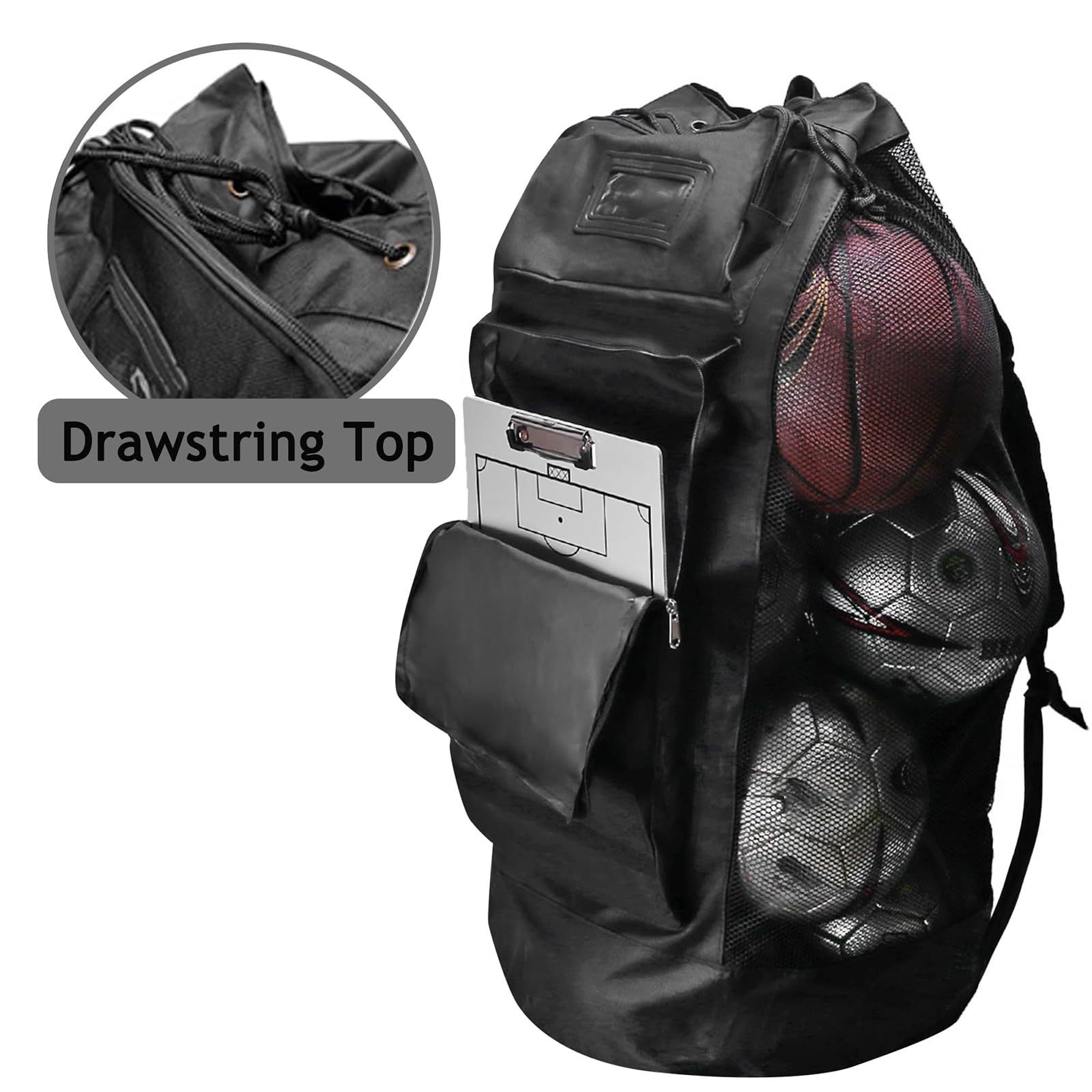 Mochila de almacenamiento de baloncesto, malla resistente, mochila deportiva de gran capacidad, bolsa de baloncesto con correa para el hombro