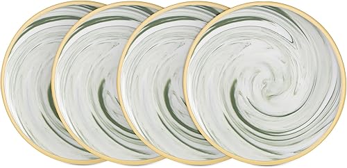 Miniatura 5 de Fine China Artisan - Juego de vajilla de 20 piezas, color verde con oro