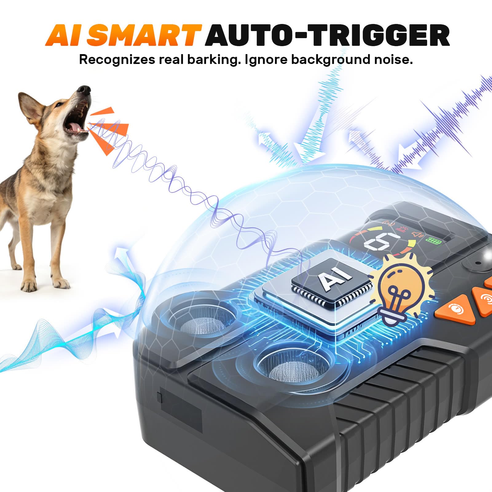 Dog Barking Deterrent Devices, Automatic Anti Barking Device for Dogs with AI Detection, 2 Enhanced Ultrasonic Bark Control Emitters, 4 Adjustable Modes, IPX6 Waterproof Rechargeable Indoor Outdoor - 2