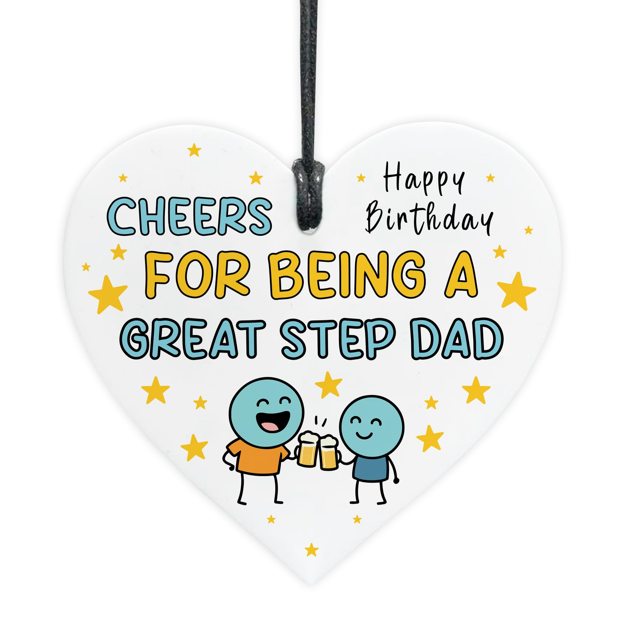 Red Ocean Cheers For Being A Great Step Dad Funny Birthday Gift From Daughter Son Acrylic Hanging Heart Gifts For Stepdad Him Stepdad Birthday Gift Idea Keepsake