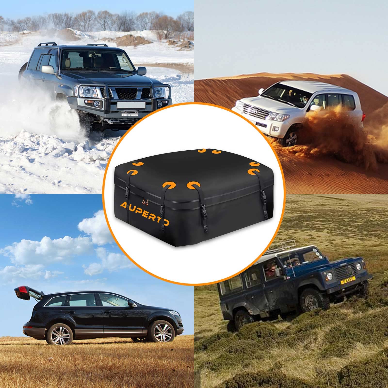 Coffre de Toit de Véhicule, Sac de Toit Voiture Pliable, Haute capacité, Bagage de Toit Étanche 425 L pour Voyager,Tous Les Véhicules avec Porte-Bagages - 95x95x46cm (Noir)