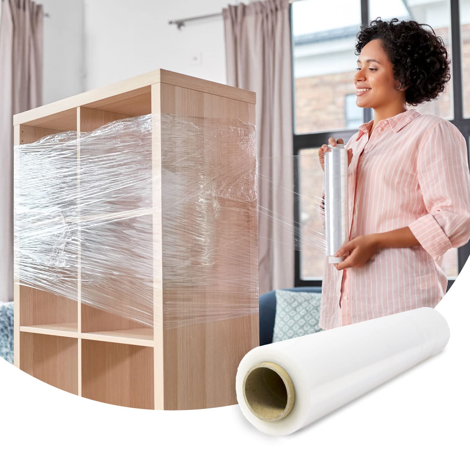 Film de Embalaje Elástico, Film de Plástico Transparente para Embalar, Rollo de Plástico Protector de Envíos y Mudanzas, Rollo de 50cm y hasta 400 m Estirables - Ofituria (1 unidad)