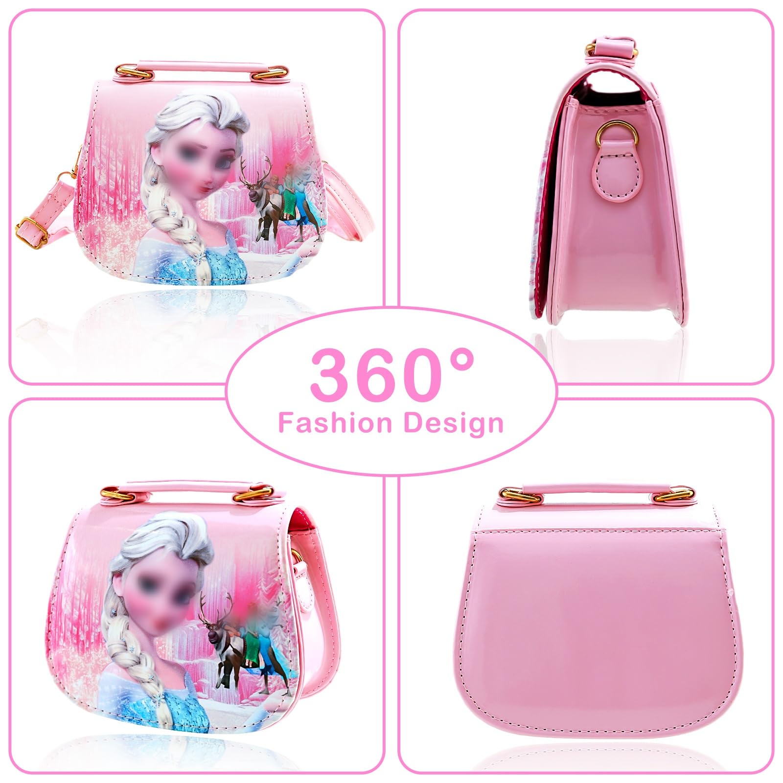 Kinderhandtasche,Umhängetasche Kinder Handtasche Mädchen Tasche für Mädchen zum Ausgehen oder Reisen Geschenke für Mädchen（Rosa/Lila）