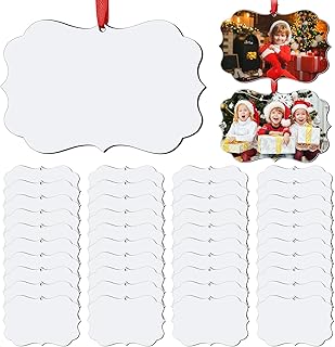 Geelin 120 Pcs Christmas Sublimation Ornaments Blanks MDF Board Hanging Sublimation Ornament Blanks Double Sided Blank Heat Transfer Pendant with Rope for Home Kitchen Decoration Party Decor DIY Gifts