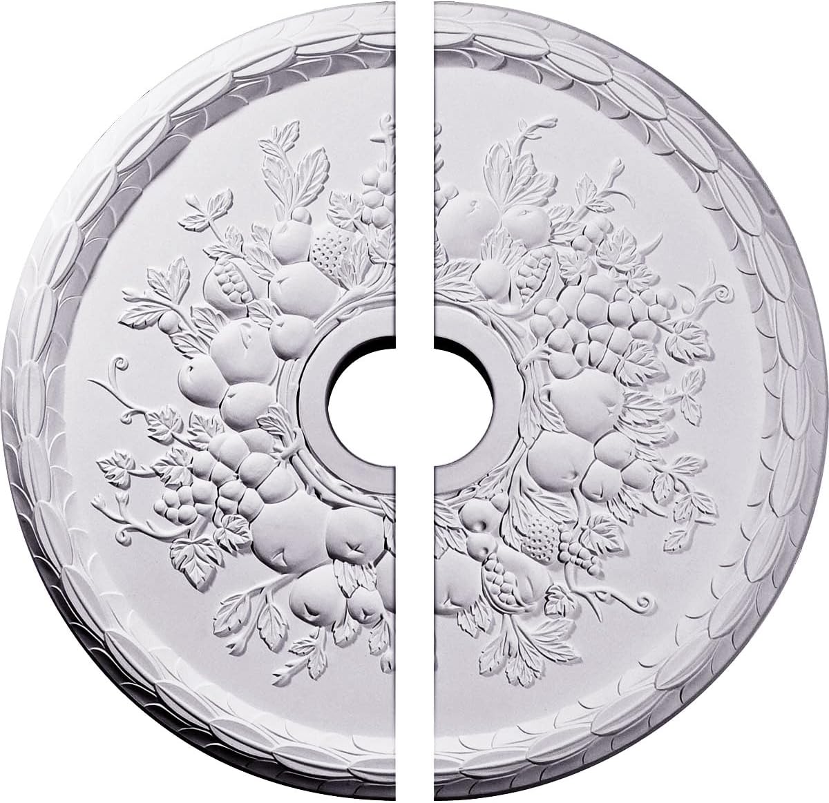 Ekena Millwork CM22GR2 22 5/8"OD x 3 5/8"ID x 5/8"P Grape Ceiling Medallion, Fits Canopies up to 3-5/8", 2 Piece