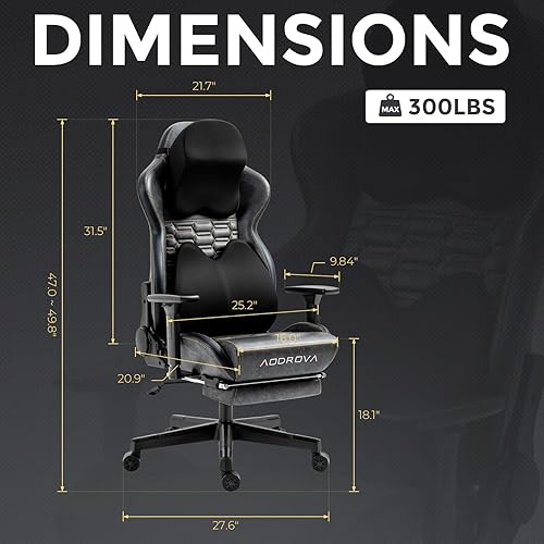 Miniatura 3 de Aodrova Silla de juegos con reposacabezas biónico y almohada lumbar silla ergonómica de piel sintética estilo carreras con reposapiés para adultos