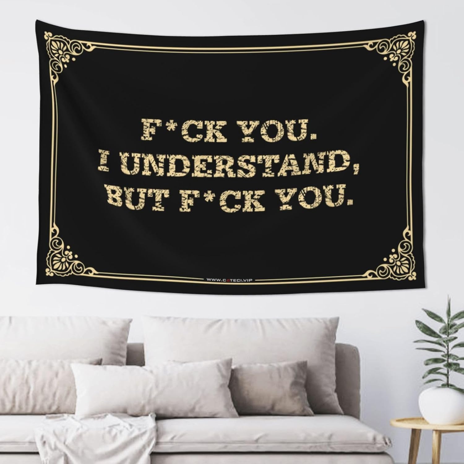 Funny Bedroom Decor F*Ck You. I Understand, But Tapestyr Home Decor Men Sports Bar Decor(100X150CM)