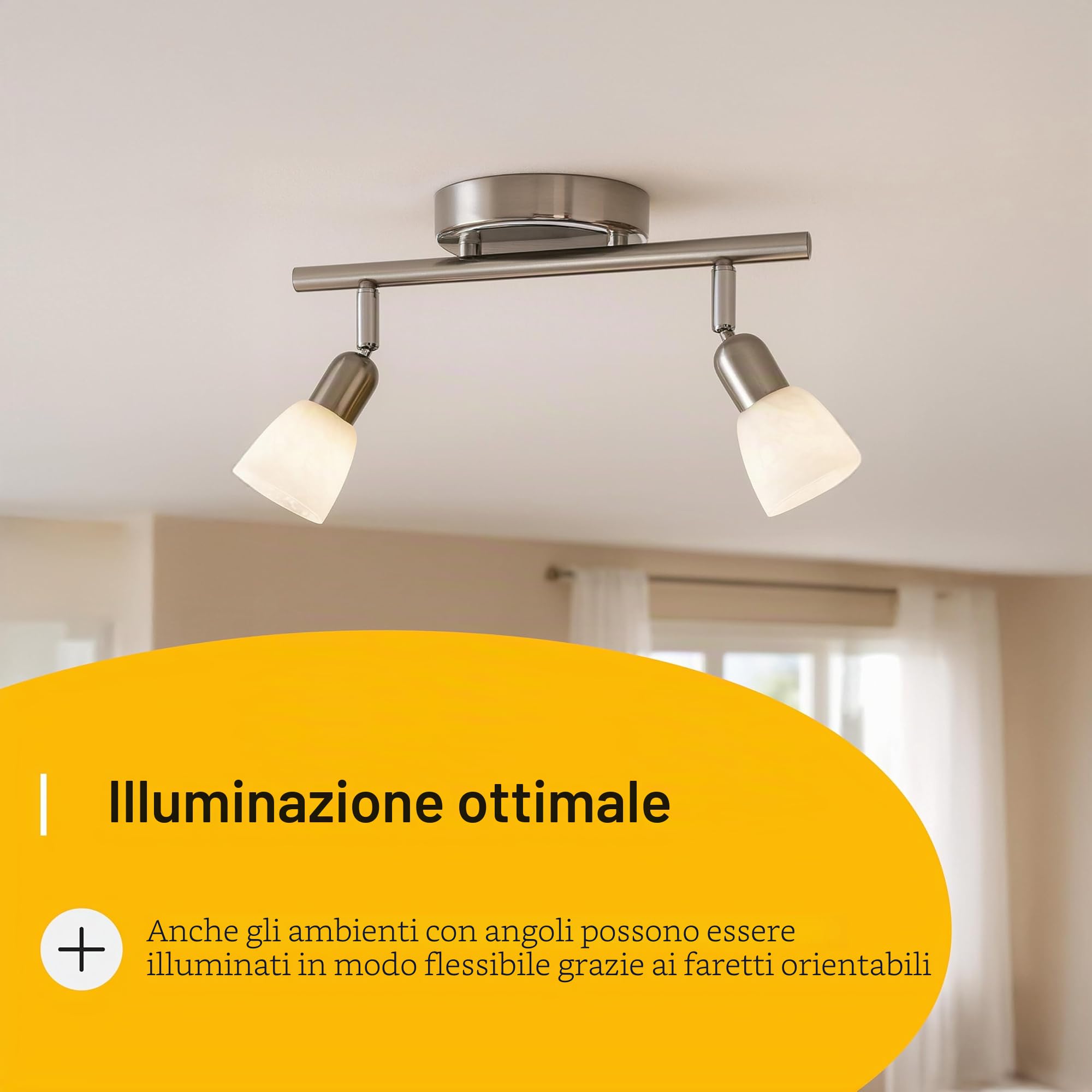 Brilliant Sofia 55313/77 - Barra con 2 faretti E14 max. 40 W, in metallo e vetro, colore: Ferro/cromato