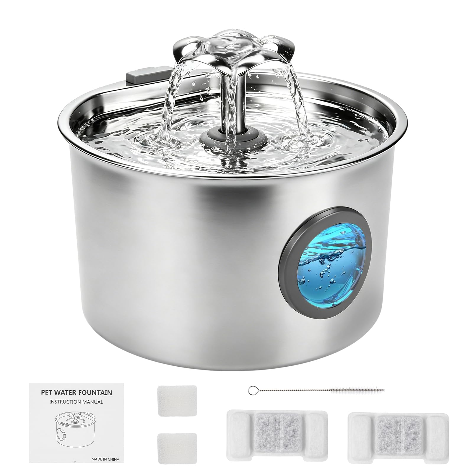 Fontaine à eau pour chat avec bec fleur et système de double filtration efficace
