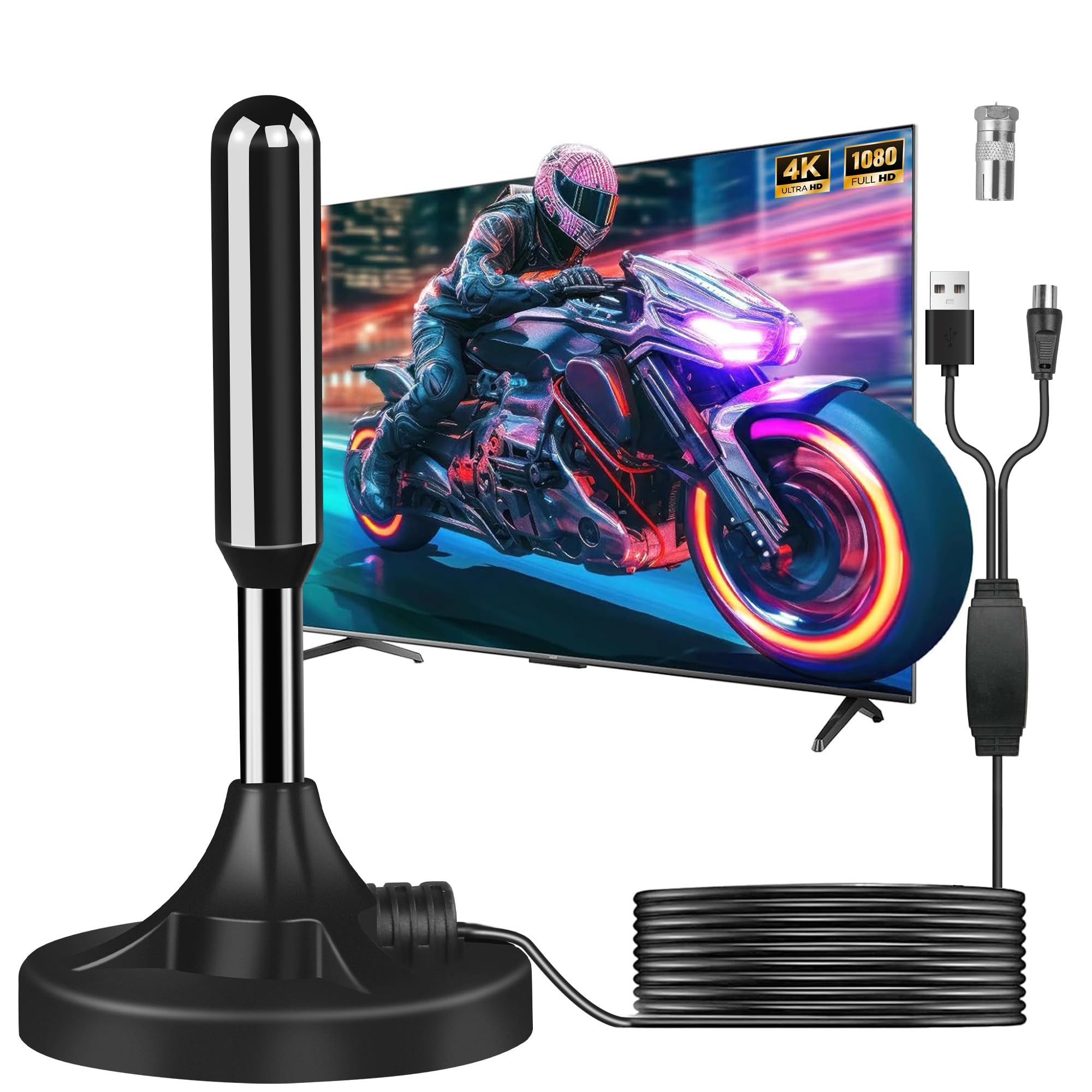 Antenne Interieur Tnt Puissante Liuwei E Puissante, Nouveau Pour 2025, Portative, Câble Coaxial De 5M, Réception Longue Distance à 360 Degrés Antenne Tv Intérieur