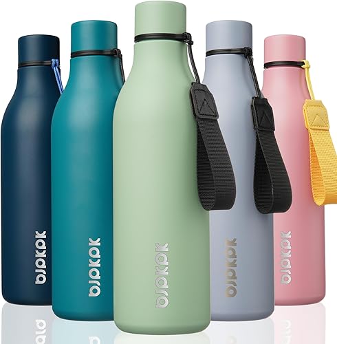 Miniatura 71 de BJPKPK - Botellas de agua aisladas, 25 onzas, de acero inoxidable con correa, botellas, tazas, frascos sin BPA, a prueba de fugas, frascos térmicos