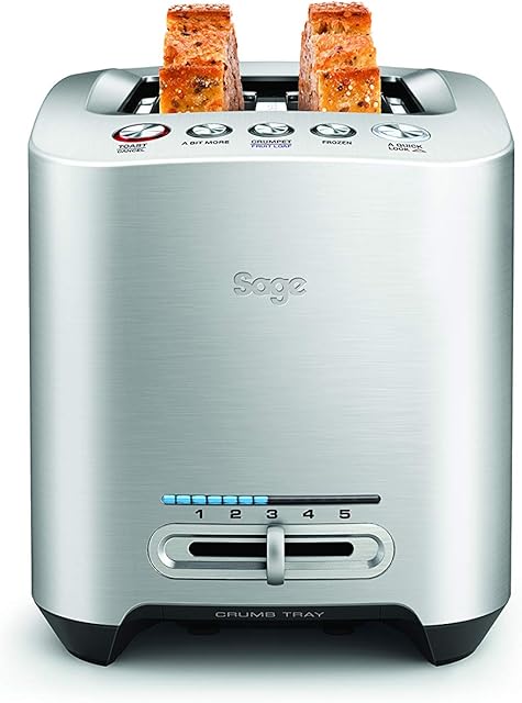 Sage BTA825UK the Smart Toaster 2 Slice Motorised Toaster - Brushed stainless steel