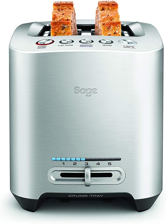 Sage BTA825UK the Smart Toaster 2 Slice Motorised Toaster Brushed