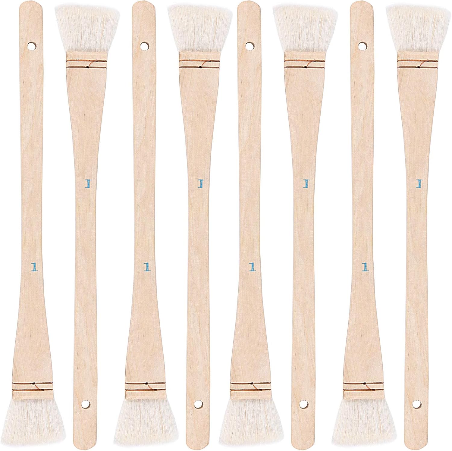 ZEONHEI 8 PCS 1 Inch Flat Hake Brushes, Soft Goat Hair Brush and Hake Paint Brush
