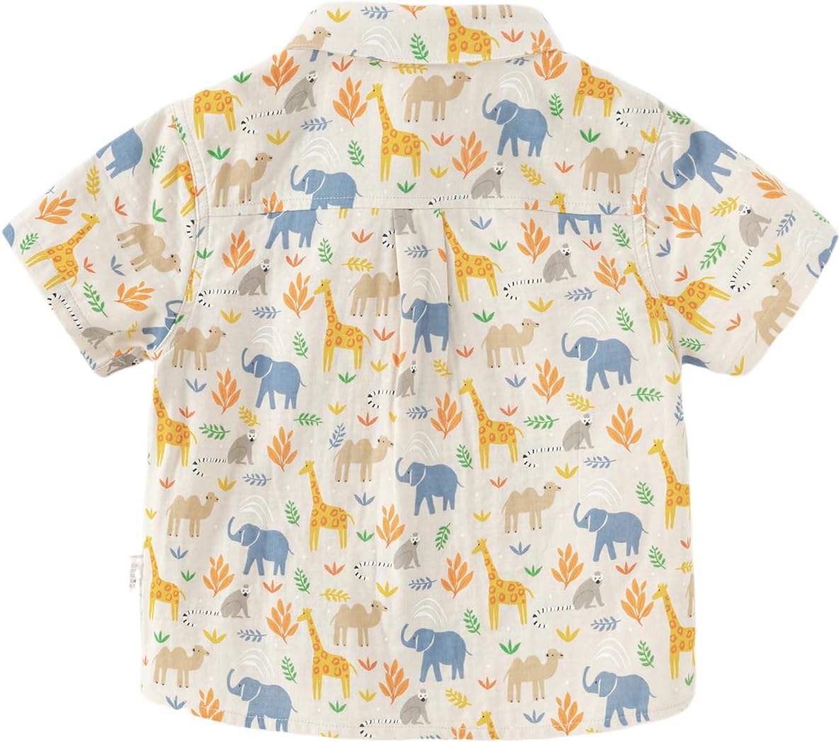 DAVE&BELLA Baby Boys' Short Sleeve Button Down Shirt Animal Print Casual Collared Dress Shirts Cotton Tops with Chest Pocket - Image 2