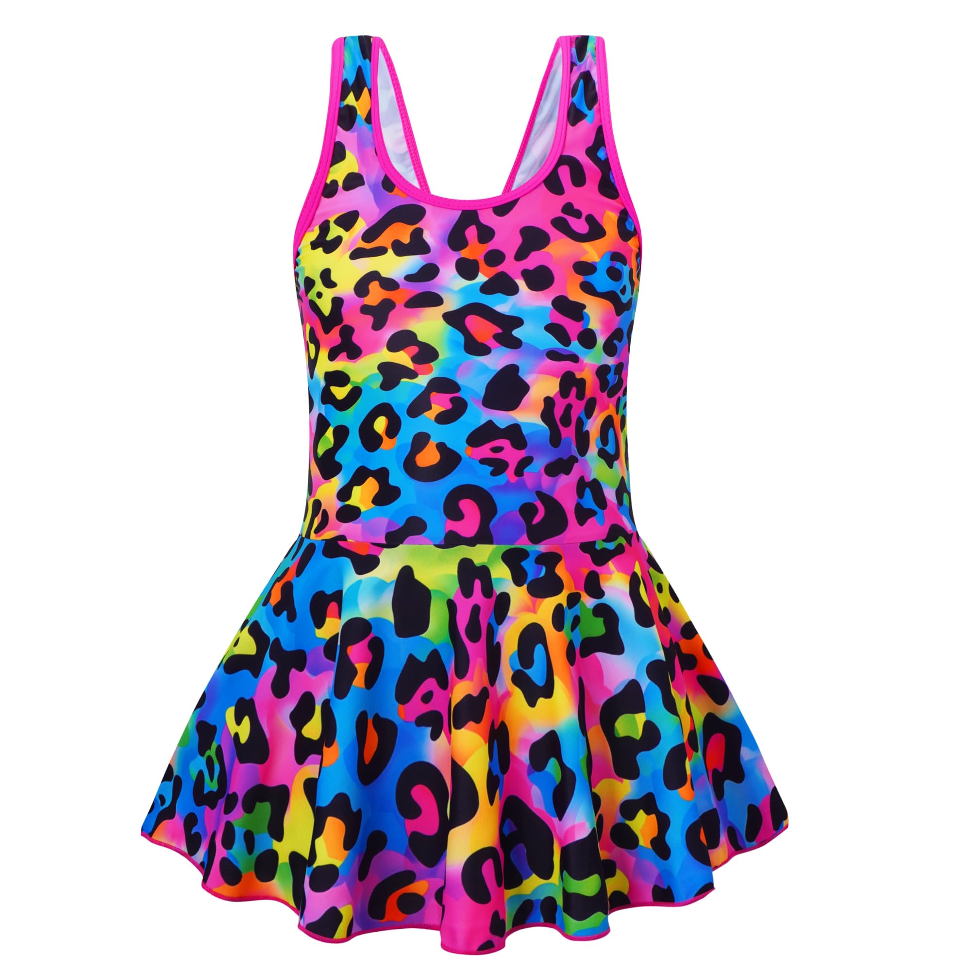 Akokvlar Girl One Piece Swimsuit with Skirt Bathing Suit Swimwear 3-16Y