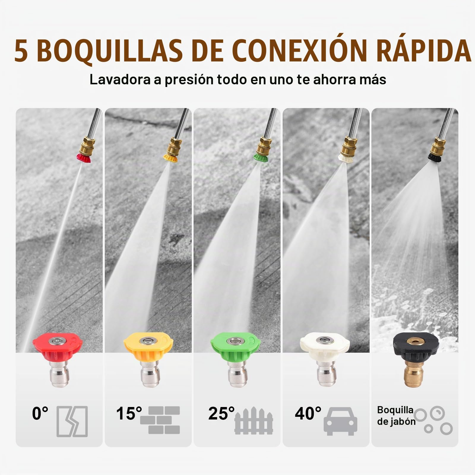 VEVOR Lavadora de Alta Presión a Gas 3500 PSI 2,6 GPM Limpiador de Alta Presión 10 L/min con Bomba de Aluminio, Pistola Rociadora, Varilla de Extensión, 5 Boquillas para Casas, Vehículos, Patios