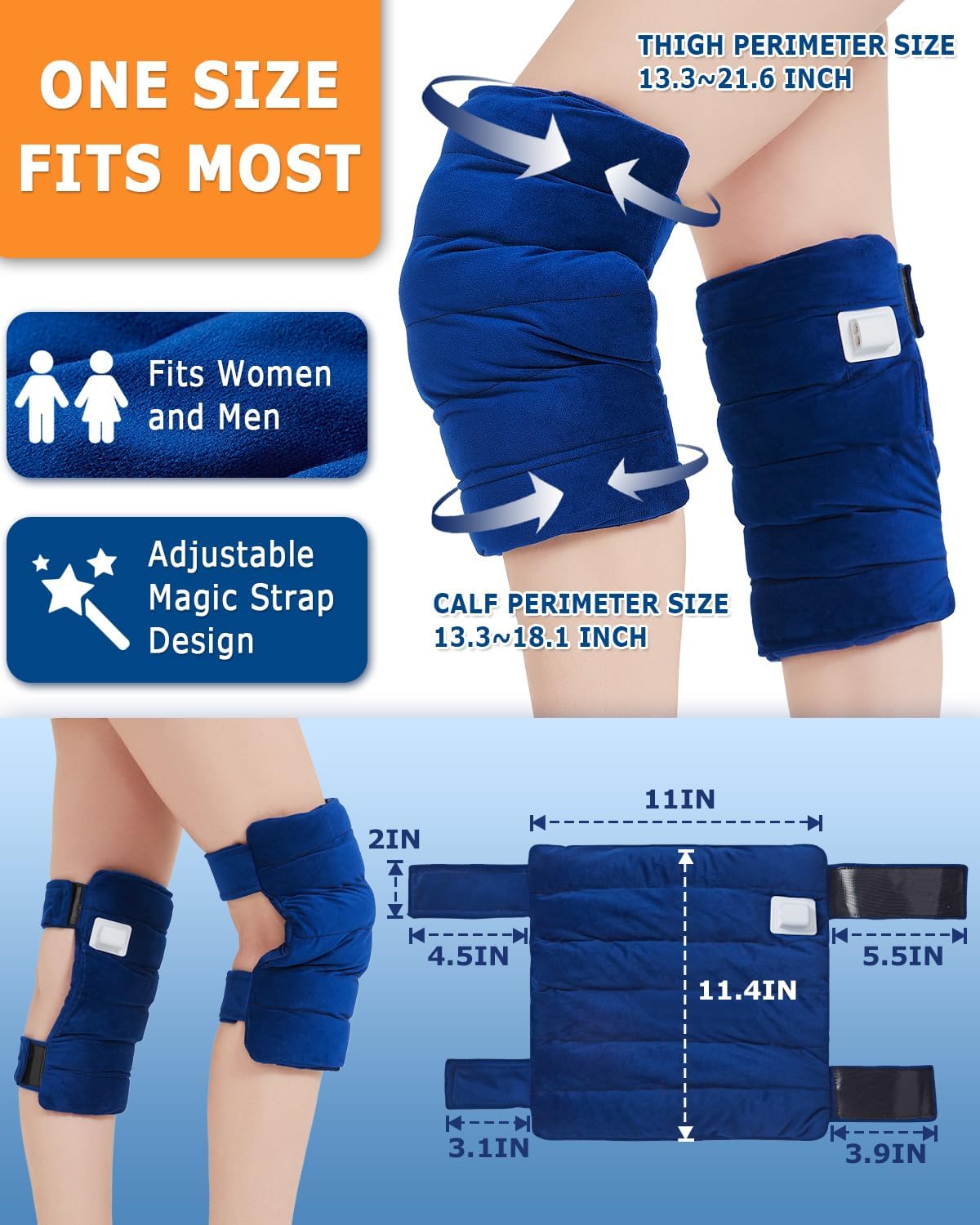 Knee Heating Pad for Arthritic, 2PCS Super Soft Electric Heat Pad for Leg, 20s Fast Heating Knees Warmers with 10-90min Auto-Off Timer, 86-158℉ Heat Level (No Battery, No Vibration) - Image 5