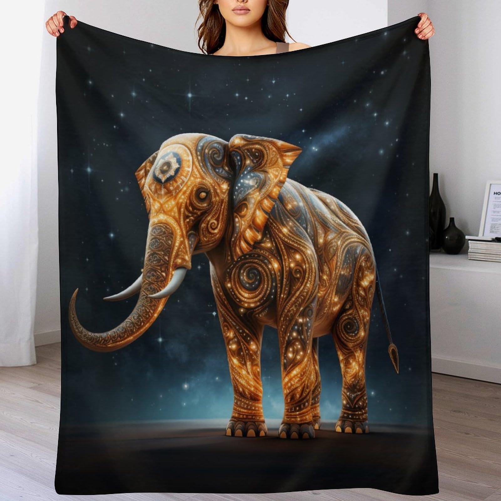 Couverture en flannel d'éléphant ultra luxueuse et douce pour canapé