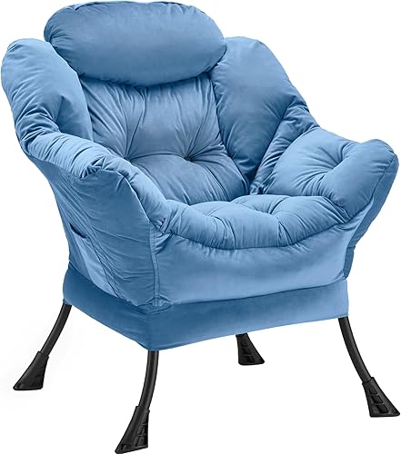 Silla Lazy con acolchado grueso, cómoda silla de salón de terciopelo con marco estable, sofá de ocio con reposabrazos y bolsillo lateral, silla de