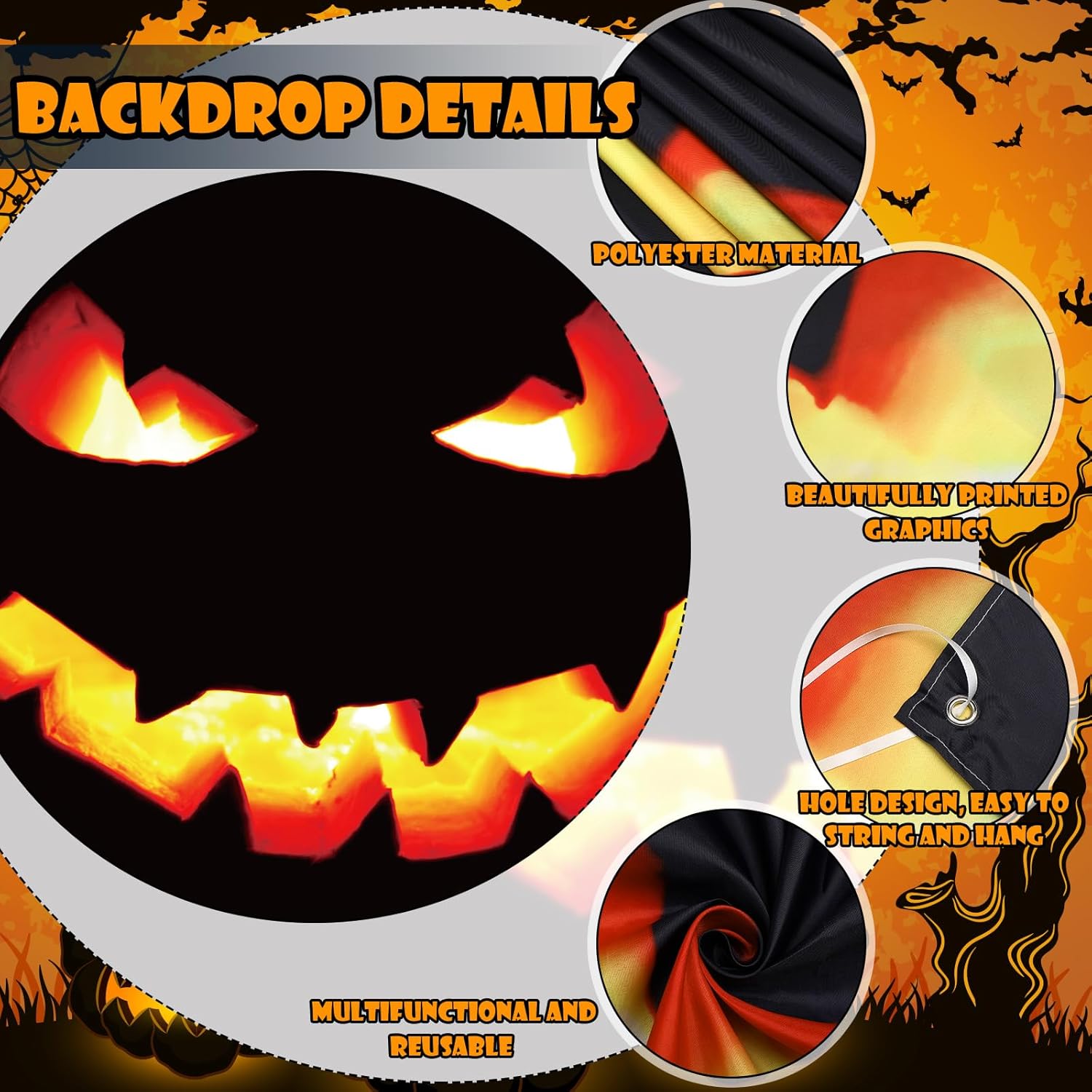 Halloween Garage Door Banner Pumpkin Large Hanging Backdrop Garage Door Cover Halloween Wall Decorations for Outdoor Indoor Holiday Party Wall Home Window Yard(8 x 16 ft,Pumpkin)