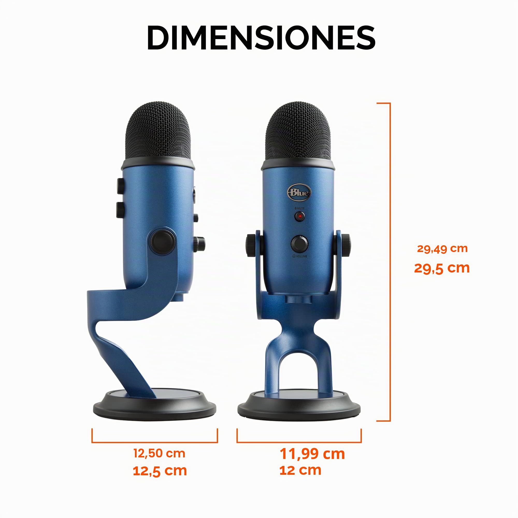 Logitech for Creators Blue Yeti Micrófono Condensador USB para Grabación, Streaming, Gaming, Podcasting, Azul