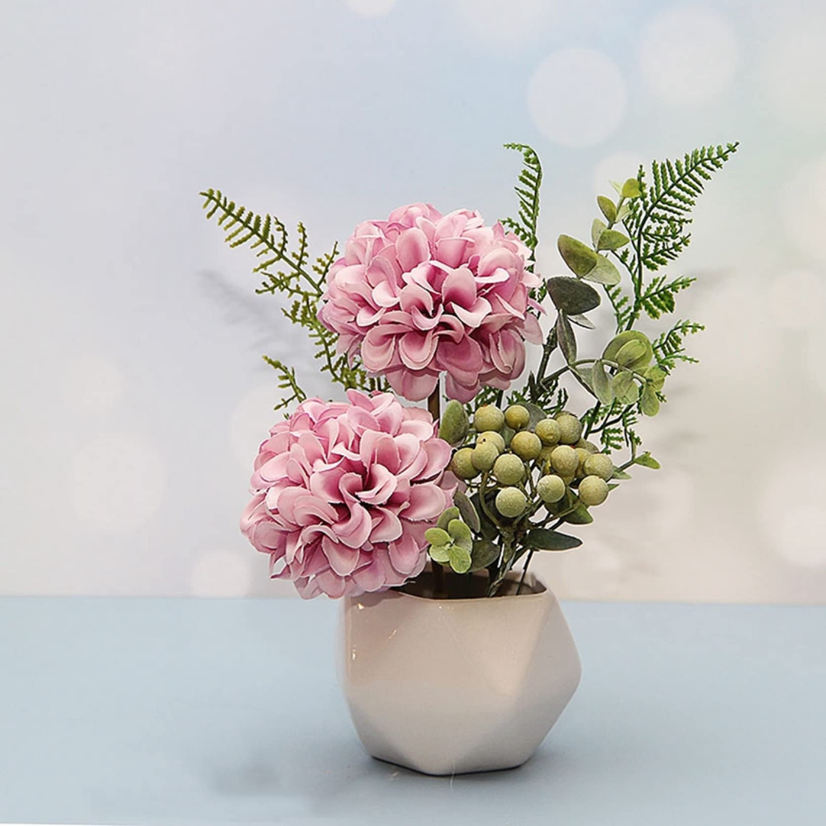 Amazon｜紫陽花 造花 あじさい セラミック花瓶付き 小さい ミニ 枯れ