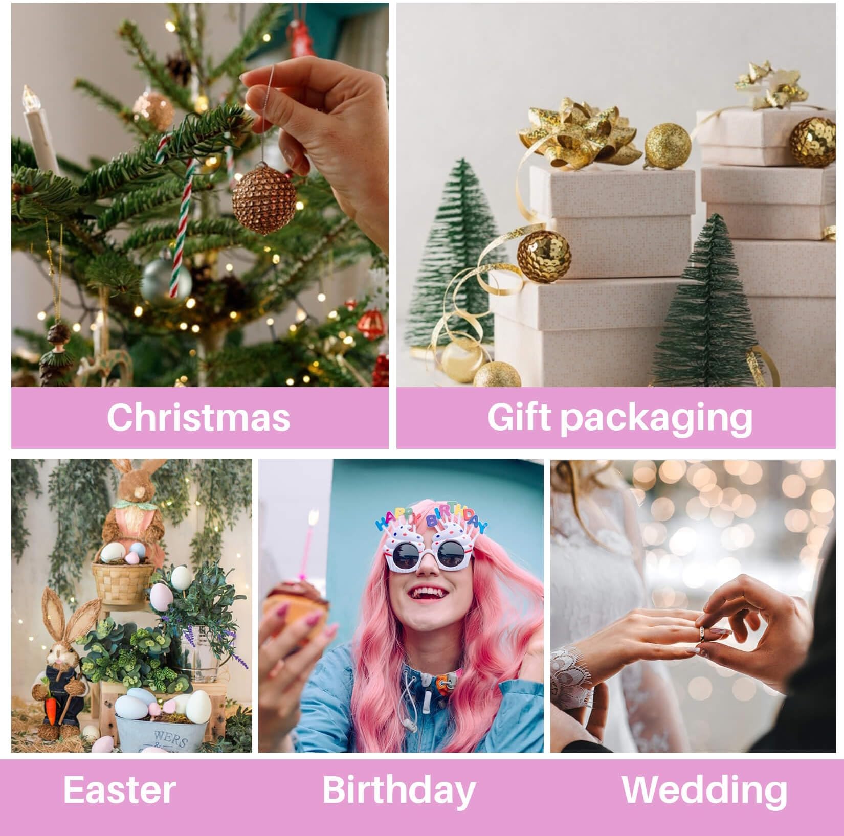 Sukh Christmas Crinkle Cut Paper -Reusable Paper Shred Filler as Confetti Paper Stuffing Baskets Filler for Cute Easter Wedding Birthday Decorative Craft Box Bags Wrapping Supplies 6OZ (Metallic)
