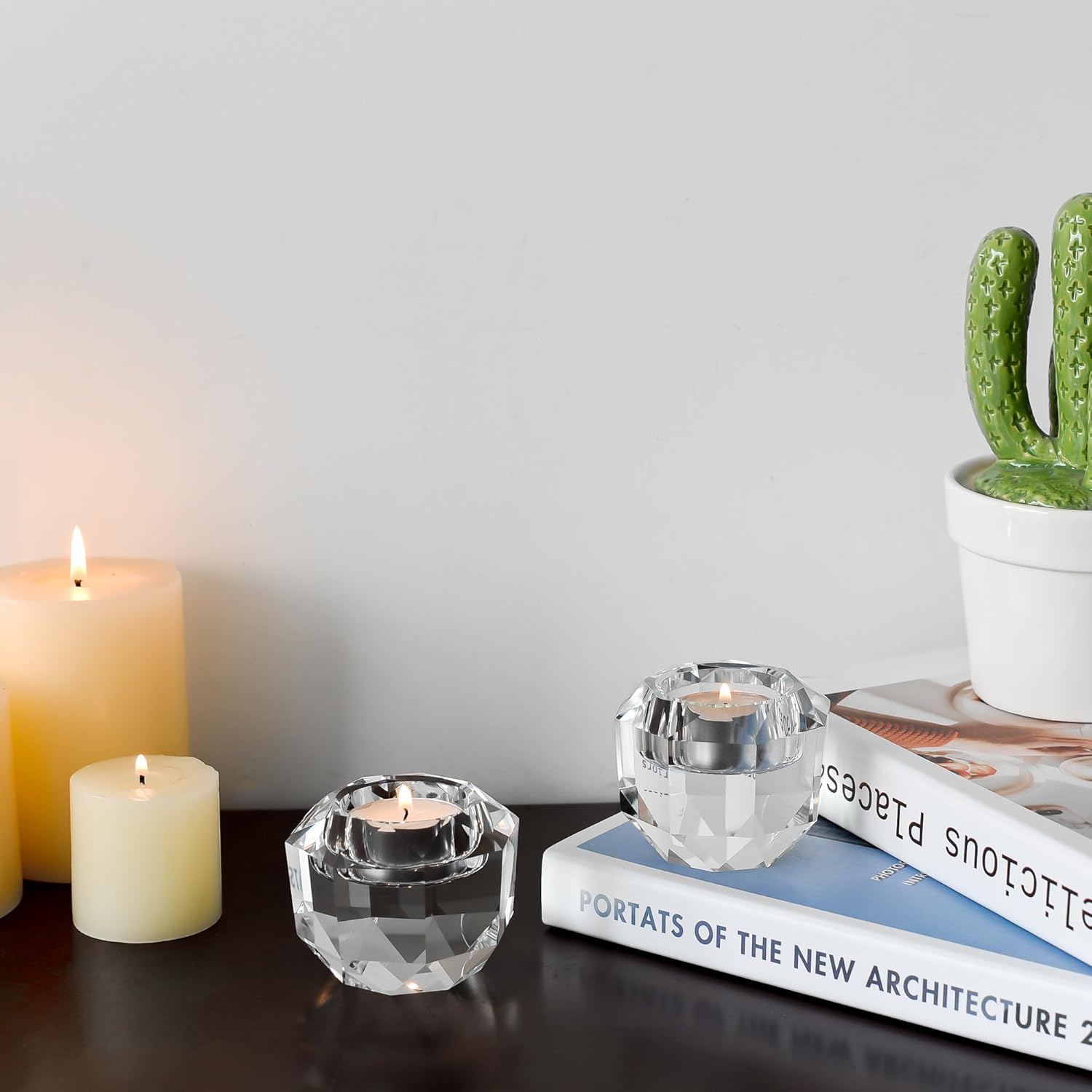 Kitcom Crystal Tealight Candle Holders Pack of 2 for Party Dinner Table Home Decor Hand Cut W2.7'' X H2.3'', Comes with Gift Box - Image 3