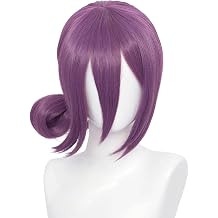 XiongXiongLe Man Reze Purple Ponytail Cosplay Wig Anime Chainsaw Heat Resistant Synthetic Fiber Women's Costume Hair Cap Included Wig Party Halloween