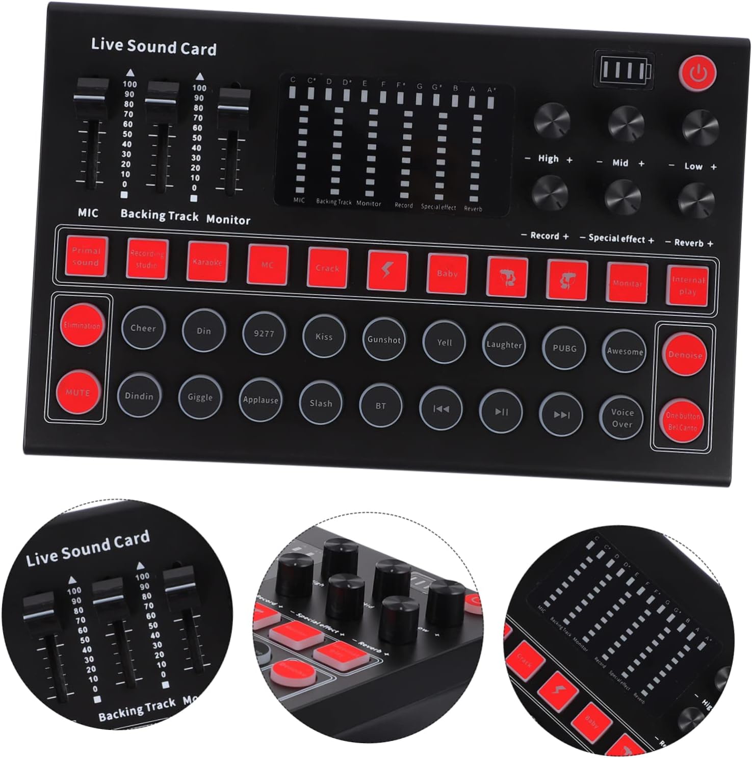 Portable Voice Changing Sound Card for Live Streaming Multi-functional Mixer with Sound Effects Compatible Mobile for Gaming Karaoke and Podcasting