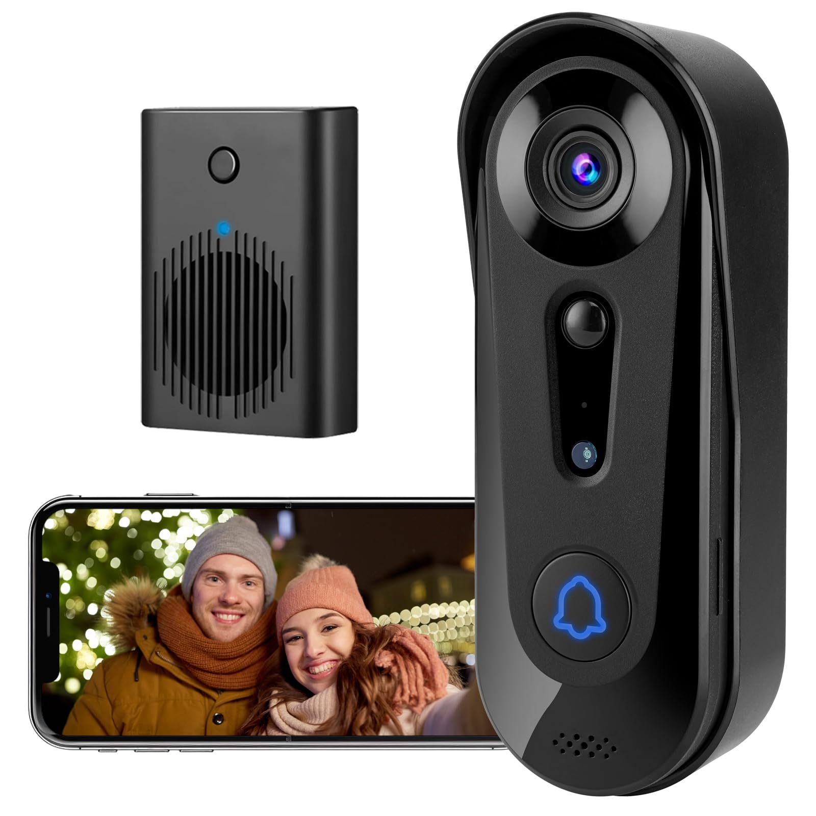 Eaula Videns Video Doorbell Camera Wireless with AI Detection - Night Vision, PIR Motion Alerts, Built-In Chime, IP65 Weatherproof, cloud storage (J3)